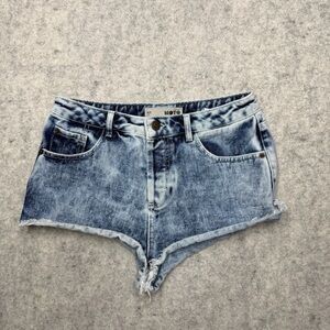 Top Shop Moto Women's Sz 28 Denim Short Button Fly Cut-off Acid Wash